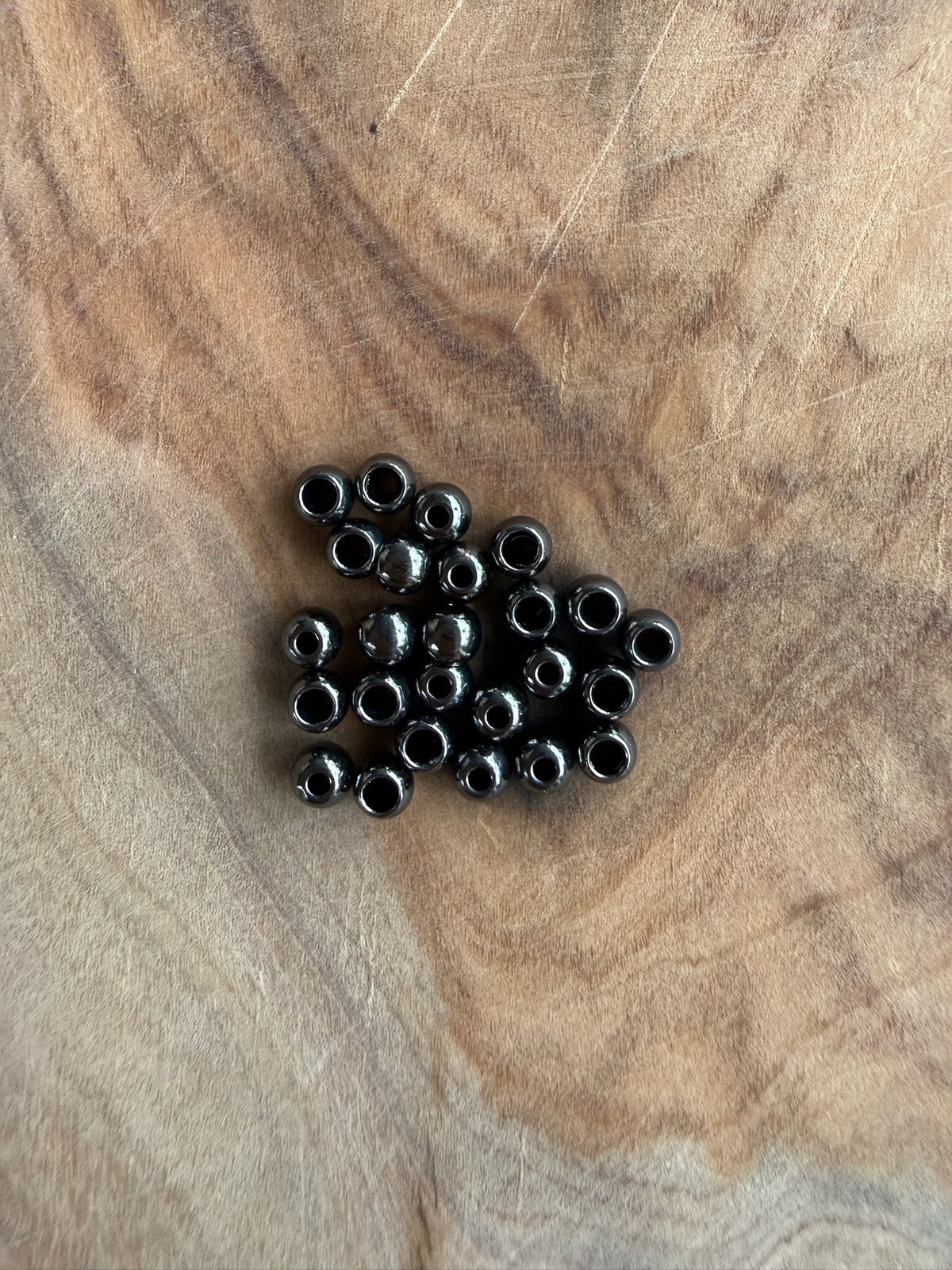 Black Metallic- Electroplated Brass Beads 3.2 mm